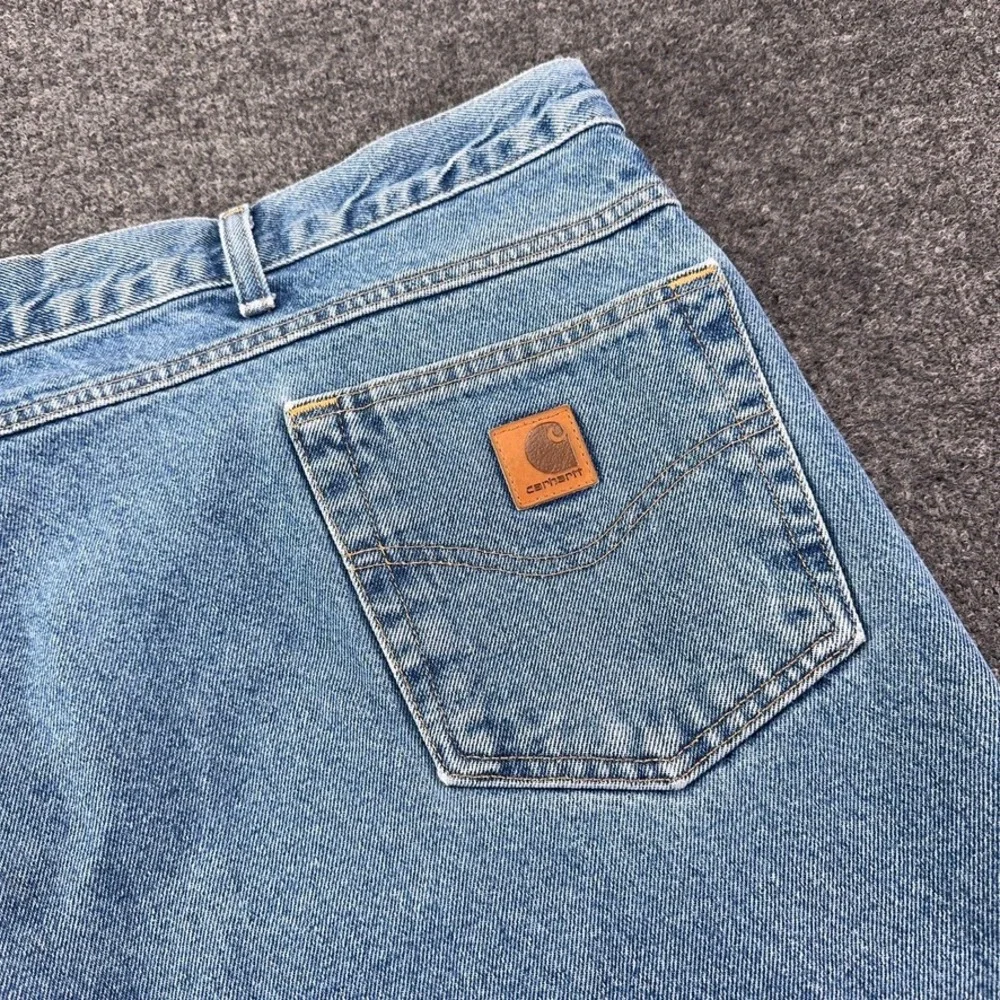 Carhartt B17 DST Relaxed Fit Jeans Mens 52x32 Light Wash Denim Work Pants Blue